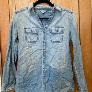 Button Down Collared Jean Shirt